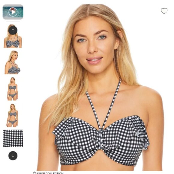 Freya Check In Underwire Convertible Checkered Bandeau Bikini Top Size 30I - Picture 7 of 7